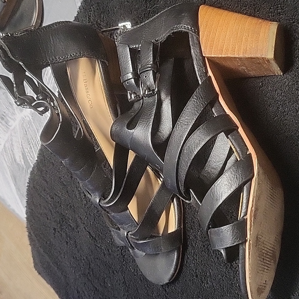 Black Strappy Block Heel Sandals - Women